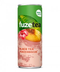 Fuze Tea Peach Hibiscus Blikjes 33cl Tray